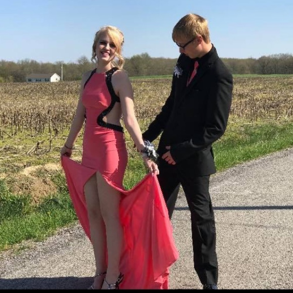 Coral pink prom dress